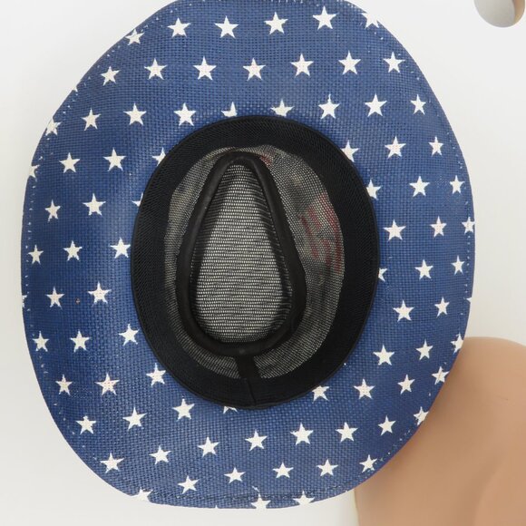 American Flag USA Cowboy Hat Red White Blue Straw Unisex Cowboy Western - Picture 7 of 8